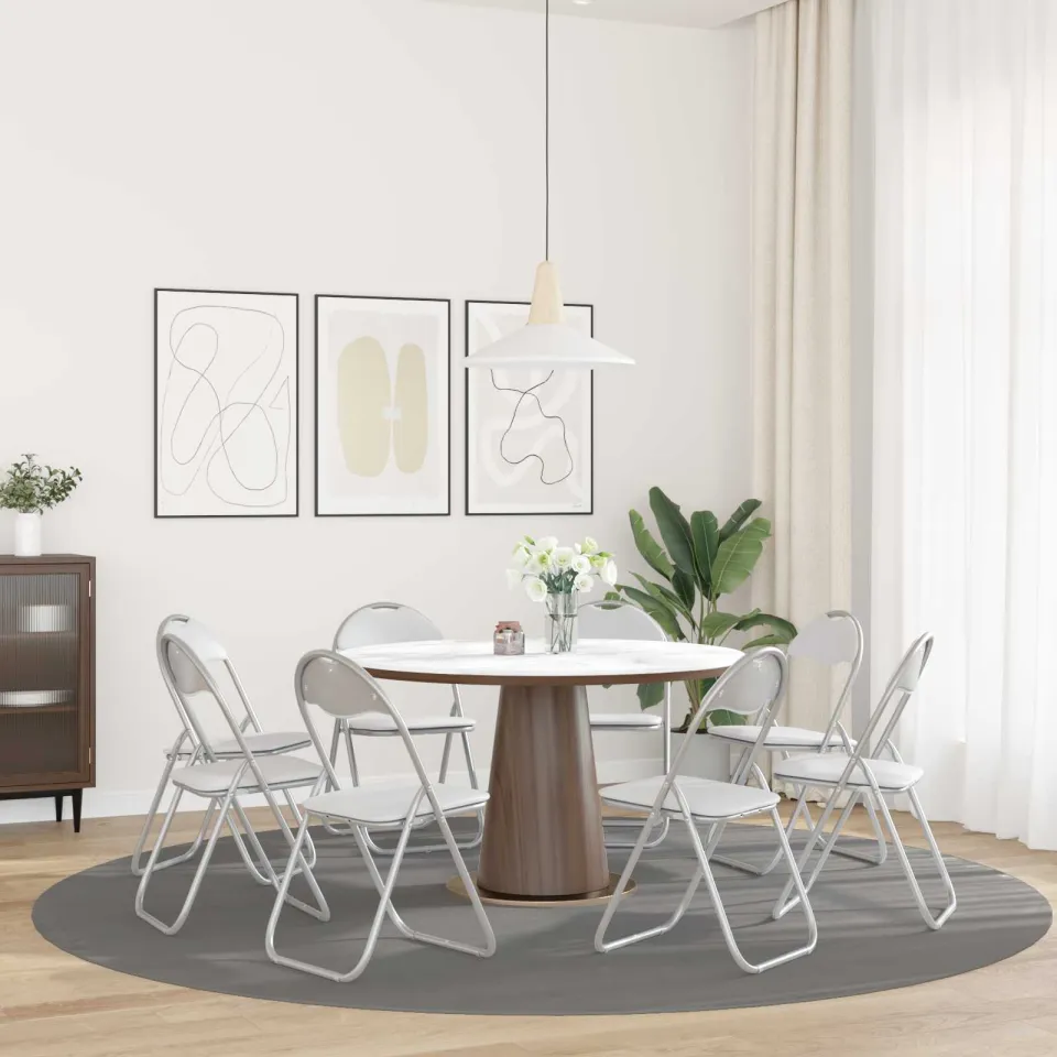 vidaXL Inklapbare stoel 8 st Nep Leer Wit en Grijs 48 x 43,5 x 81 cm, foto 4