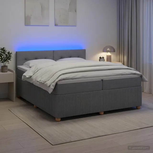 vidaXL Boxspringbed met matras Lichtgrijs 200 x 200 cm Stof