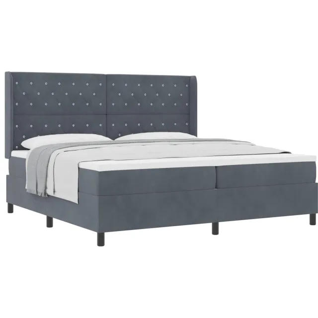 vidaXL Boxspringbed met matras Donkergrijs 200 x 200 cm Fluweel