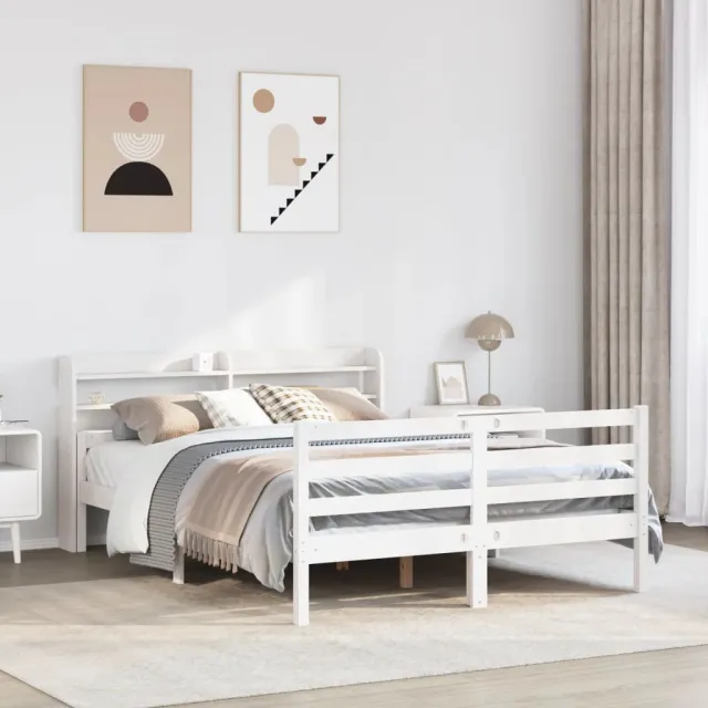 vidaXL Bedframe met hoofdeinde zonder matras 140x200 cm wit