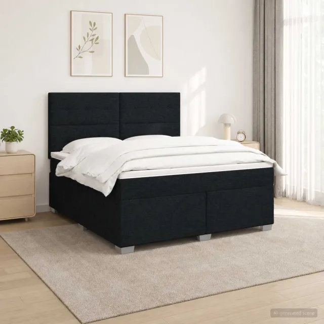vidaXL Boxspringbed met matras met hoofdeinde Zwart 140 x 200 cm Stof