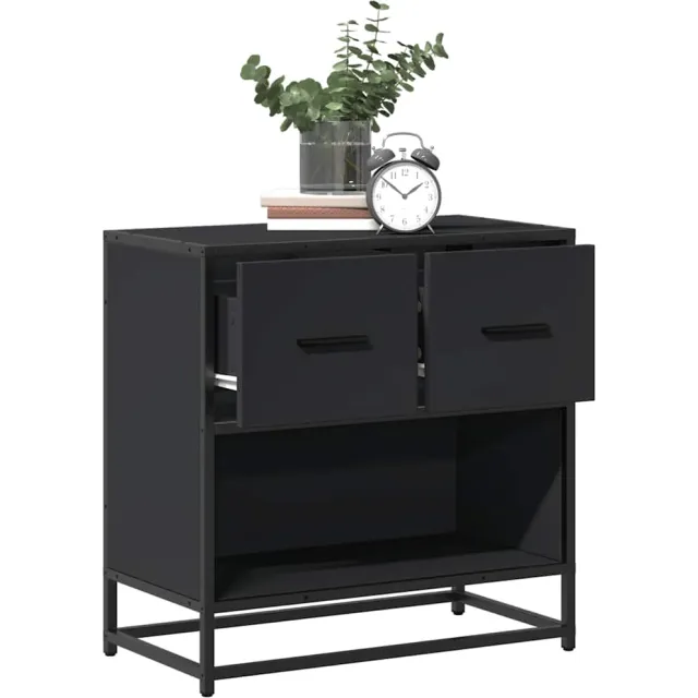 vidaXL Nachtkastje 60x31x60 cm bewerkt hout en metaal zwart