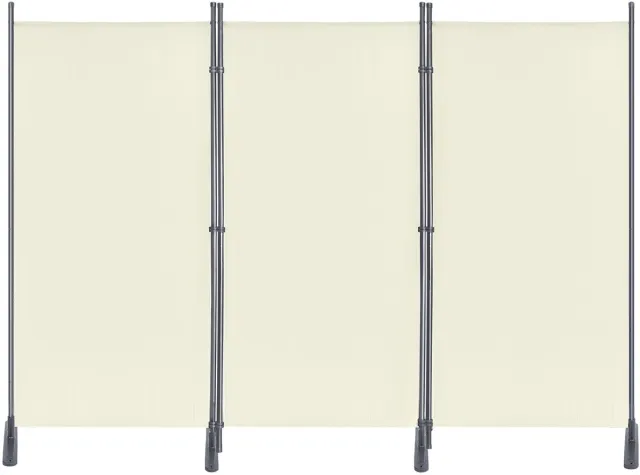 Aufun 3 delige Scherm Privacywand 275x180 cm verstelbaar Stellwand Kamerscherm voor kantoor en balkon Beige Beige2