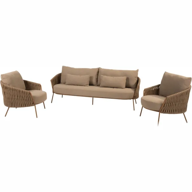 4 Seasons Outdoor Molina stoel bank loungeset 3 delig amber 4 Seasons Outdoor Bruin / Terre, Amber