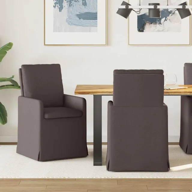 vidaXL Eettafelstoelen 2 st Stof Donkerbruin 57 x 67 x 98 cm
