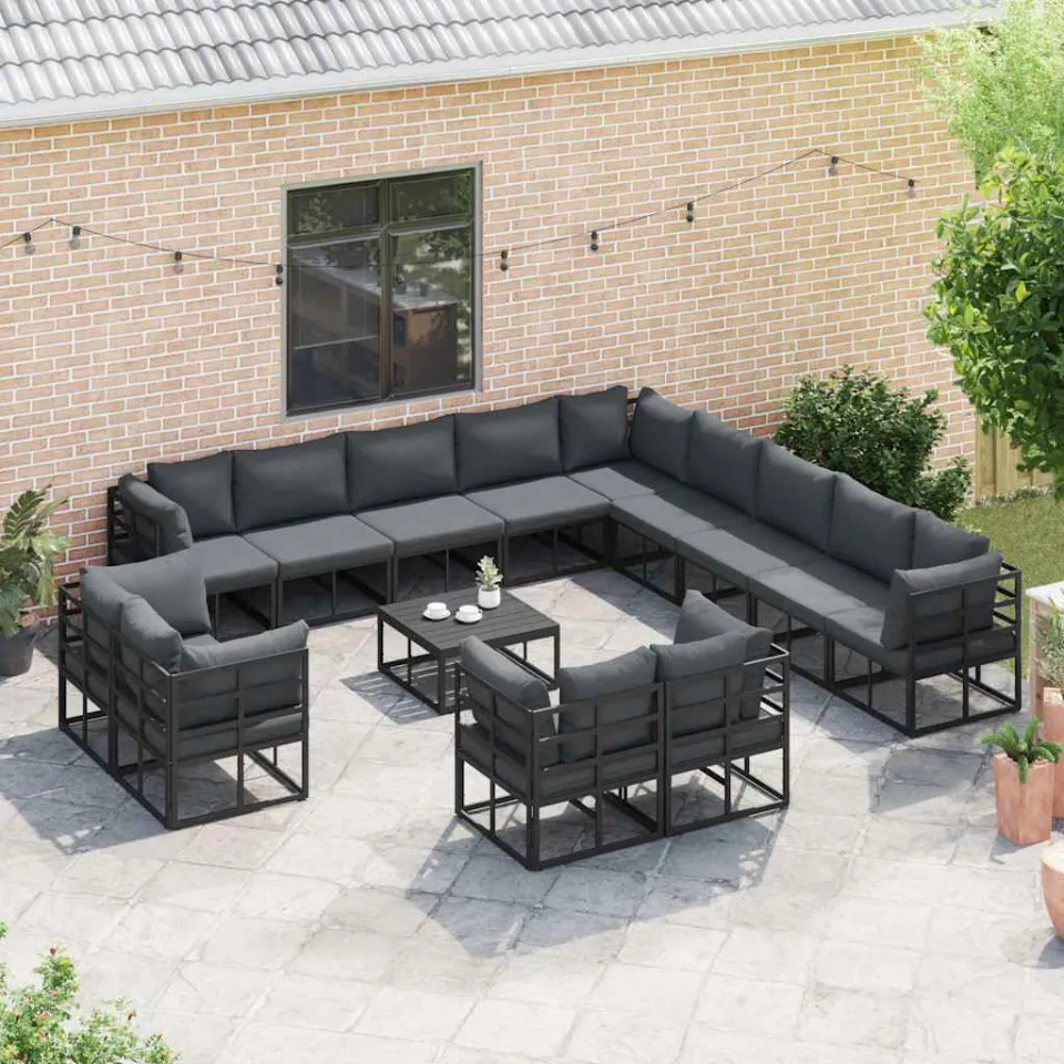 vidaXL Tuinbankenset 14 st Zwart Aluminium, foto 3