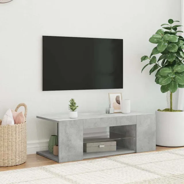 vidaXL Tv-meubel met LED-verlichting 90x39x30 cm betongrijs grijs, foto 2