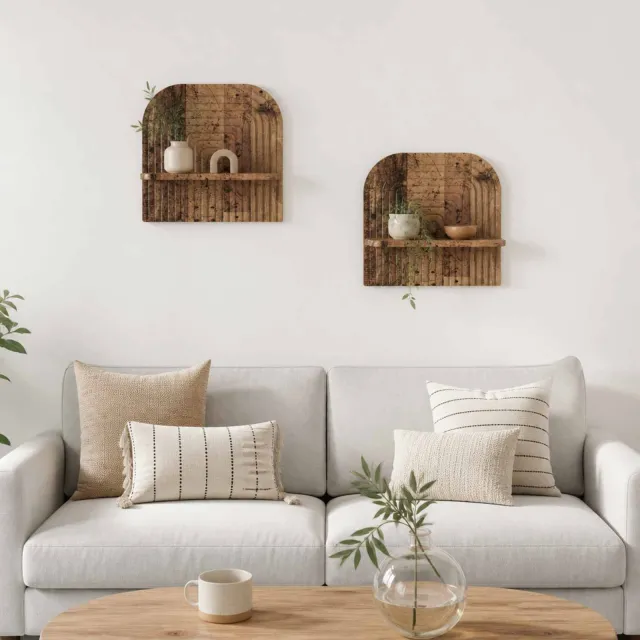 vidaXL Wandplank 2 st Oud hout 41 x 13,5 x 37,5 cm Bewerkt hout Bruin