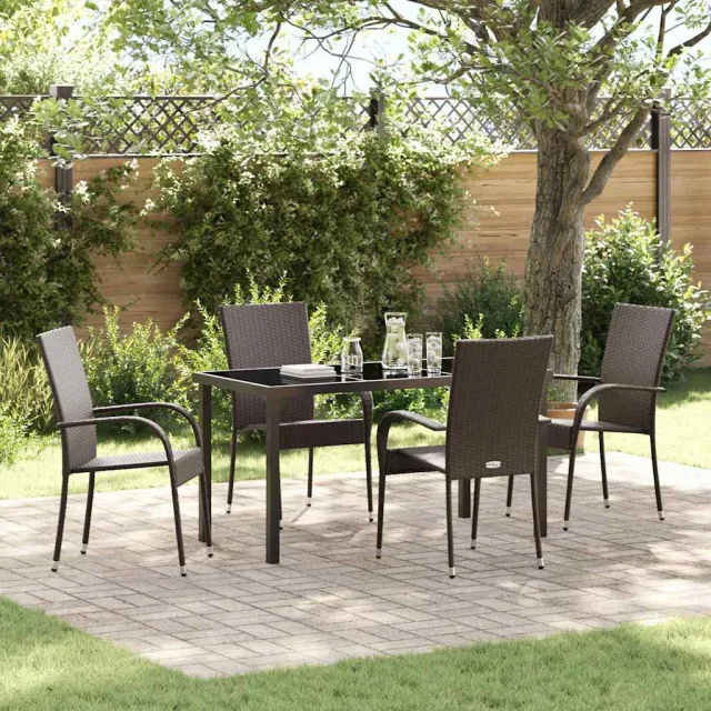 vidaXL Tuin eettafelset 5 st Bruin Gepoedercoat staal