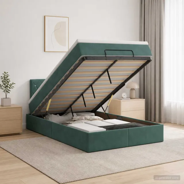 vidaXL Ottoman bed met matras Donkergroen 120 x 200 cm Fluweel