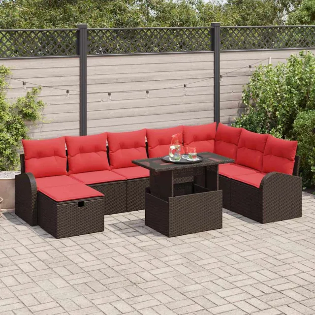 vidaXL Tuin Sofa Set 9 st Bruin poly rattan