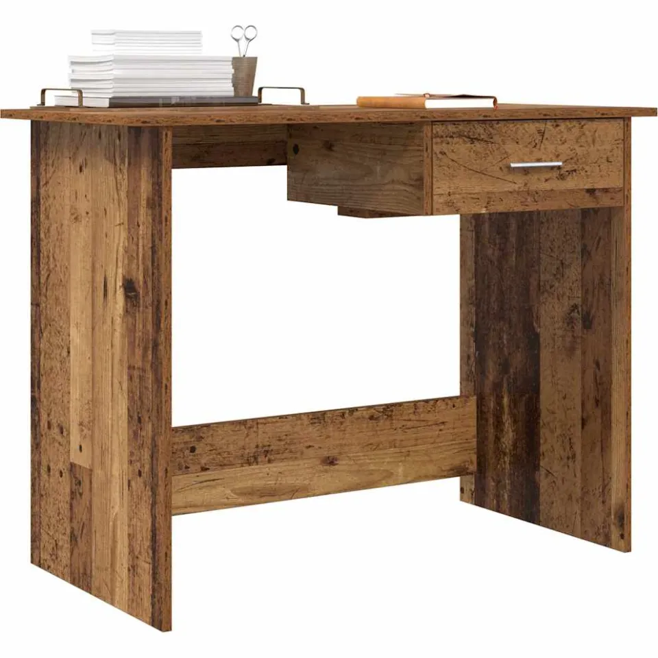 vidaXL Bureau Oudhout 100 x 50 x 76 cm Bewerkt hout Bruin