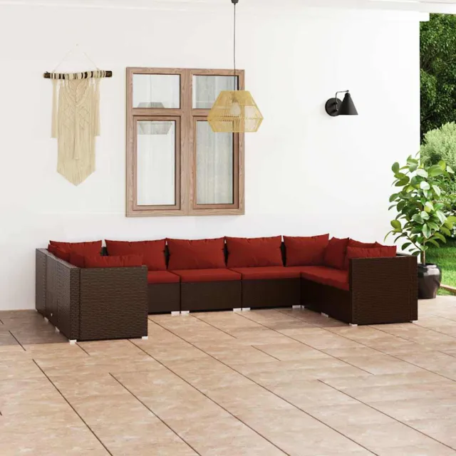 vidaXL 9-delige Loungeset met kussens poly rattan bruin, foto 2