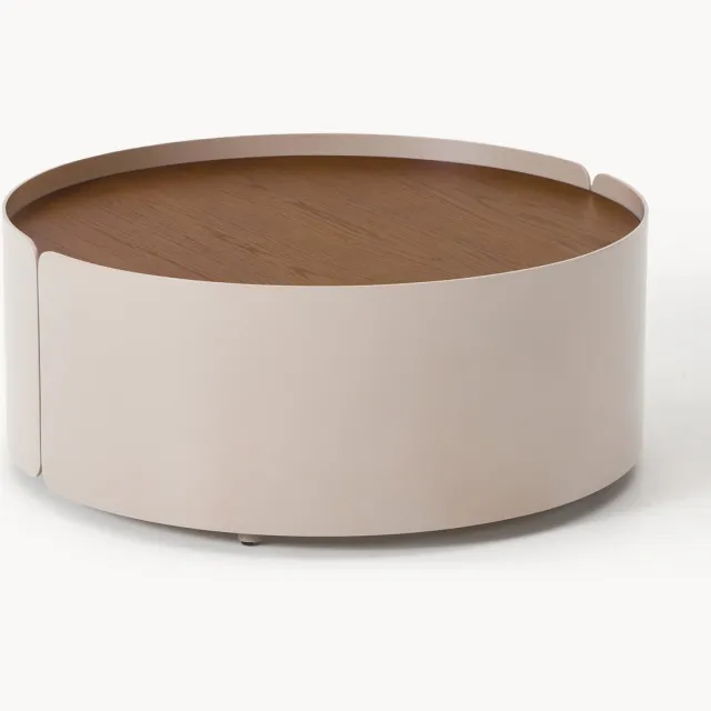 Westwing Collection Ronde houten salontafel Loran met lades Beige