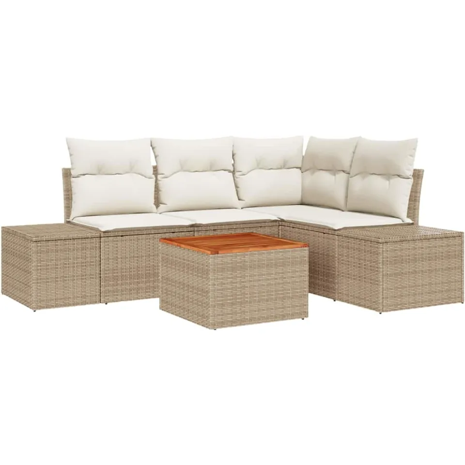 vidaXL Tuinbankenset 5 st Beige poly rattan