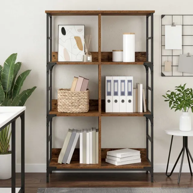 vidaXL Boekenkast 4-laags 78,5 x 33 x 117,5 cm metaal PB Oud hout Bruin
