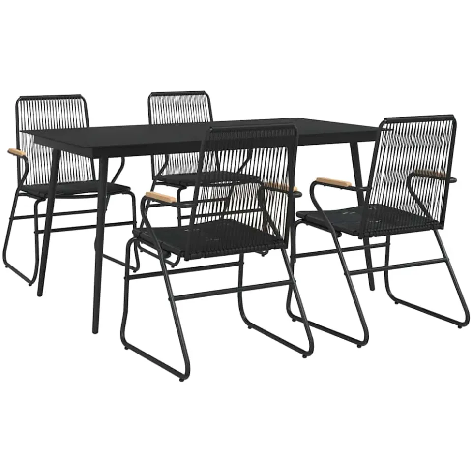 vidaXL 5-delige Tuinset PVC-rattan zwart