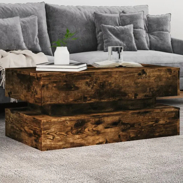 vidaXL Salontafel met LED-verlichting 90x50x40 cm gerookt eikenkleurig, foto 2
