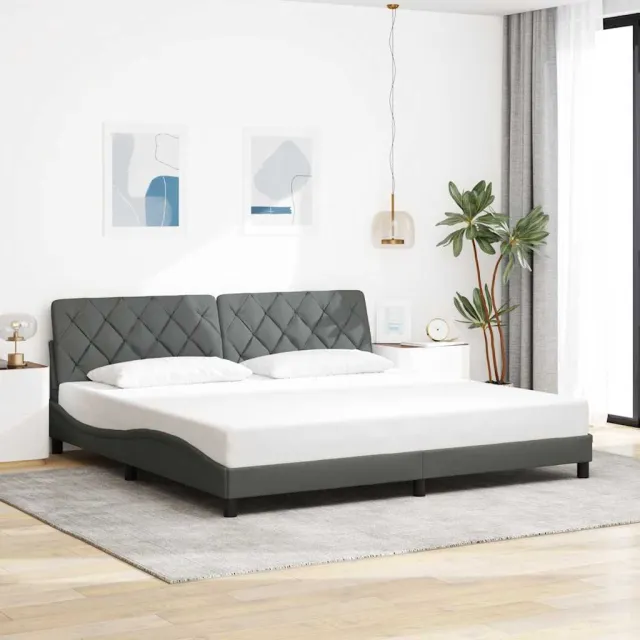vidaXL Bedframe zonder matras stof donkergrijs 200x200 cm grijs