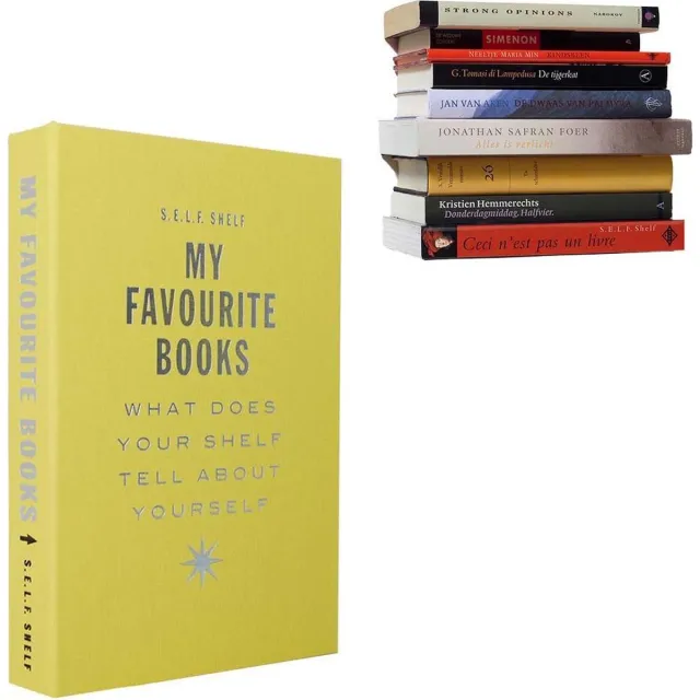 Cleverline Boekenplank Selfshelf - Linnen - Geel - My favourite books - L 22,5 x B 15,5 x H 3,5 cm