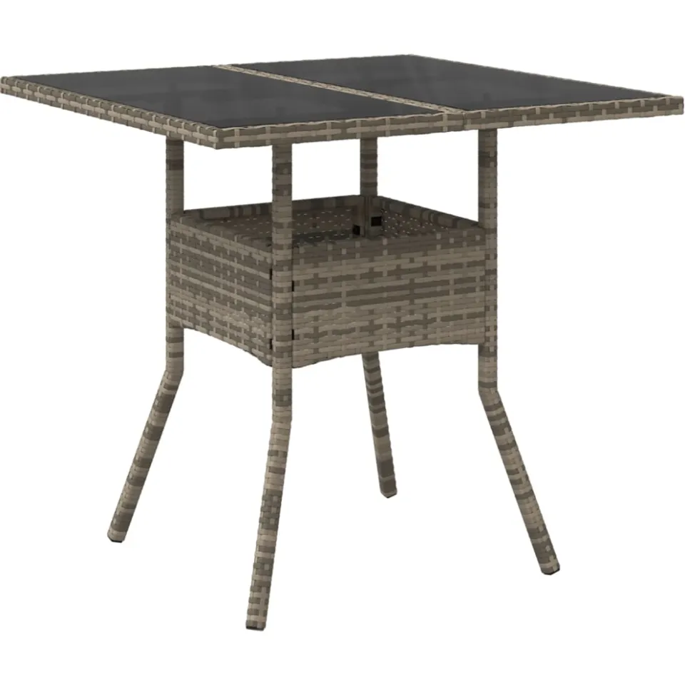 vidaXL 5-delige Tuinset met kussens poly rattan en glas grijs, foto 4