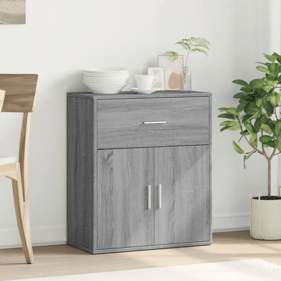 vidaXL Dressoir 60x31x70 cm bewerkt hout grijs sonoma, foto 3