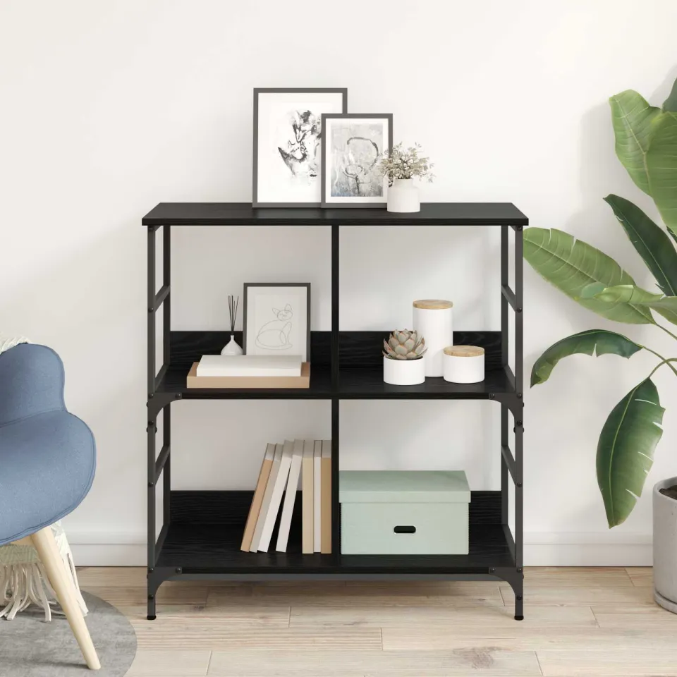 vidaXL Boekenkast 4-laags 78,5 x 33 x 82 cm Bewerkt hout Zwart eiken, foto 4