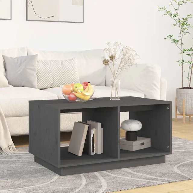 vidaXL Salontafel 80x50x40 cm massief grenenhout grijs, foto 2