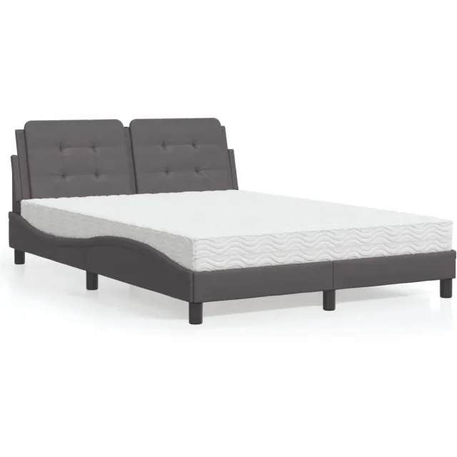 vidaXL Bed met matras Zadar kunstleer grijs 140x190 cm
