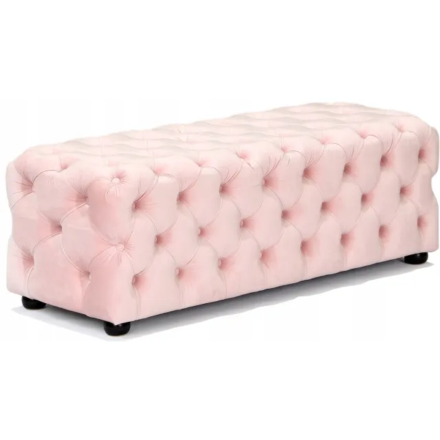 Messa Home Roze Gewatteerde Poef Zitting Bank 125cm - Glamour Stijl