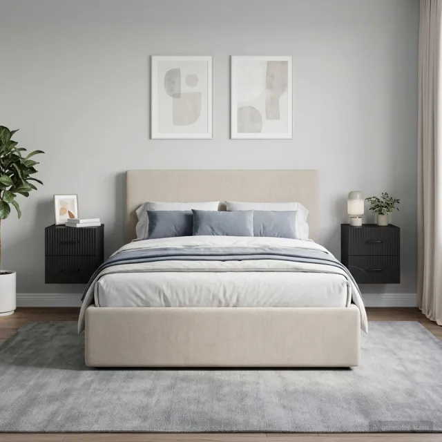 vidaXL Wandbeugel Bedkast 2 st Zwart 34,5 x 33 x 40 cm Bewerkt hout, foto 2