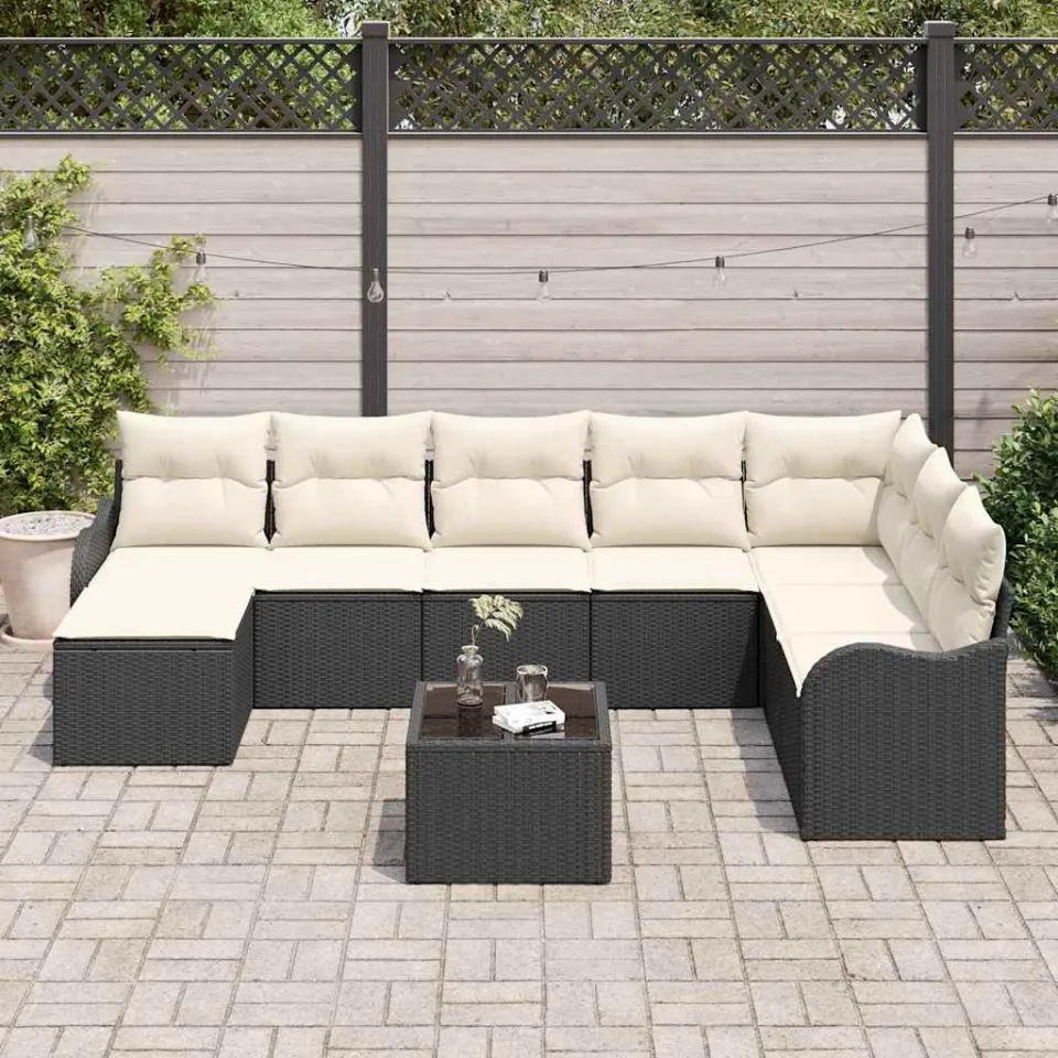 vidaXL Tuin Sofa Set 9 st Zwart poly rattan, foto 3