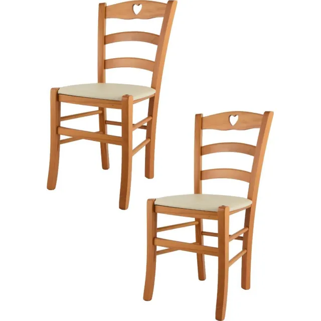 t m c s Tommychairs Cuore - Eetkamerstoelen - Set van 2 - Bruin - Kunstleer en Hout Honing