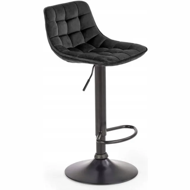 Halmar Zwart Houten Bar Kruk H95 - Verstelbaar & Draaibaar Velvet Black
