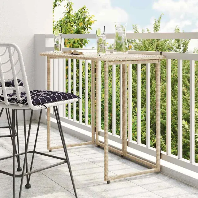 vidaXL Tuintafel inklapbaar 90x51x75 cm poly rattan beige, foto 2