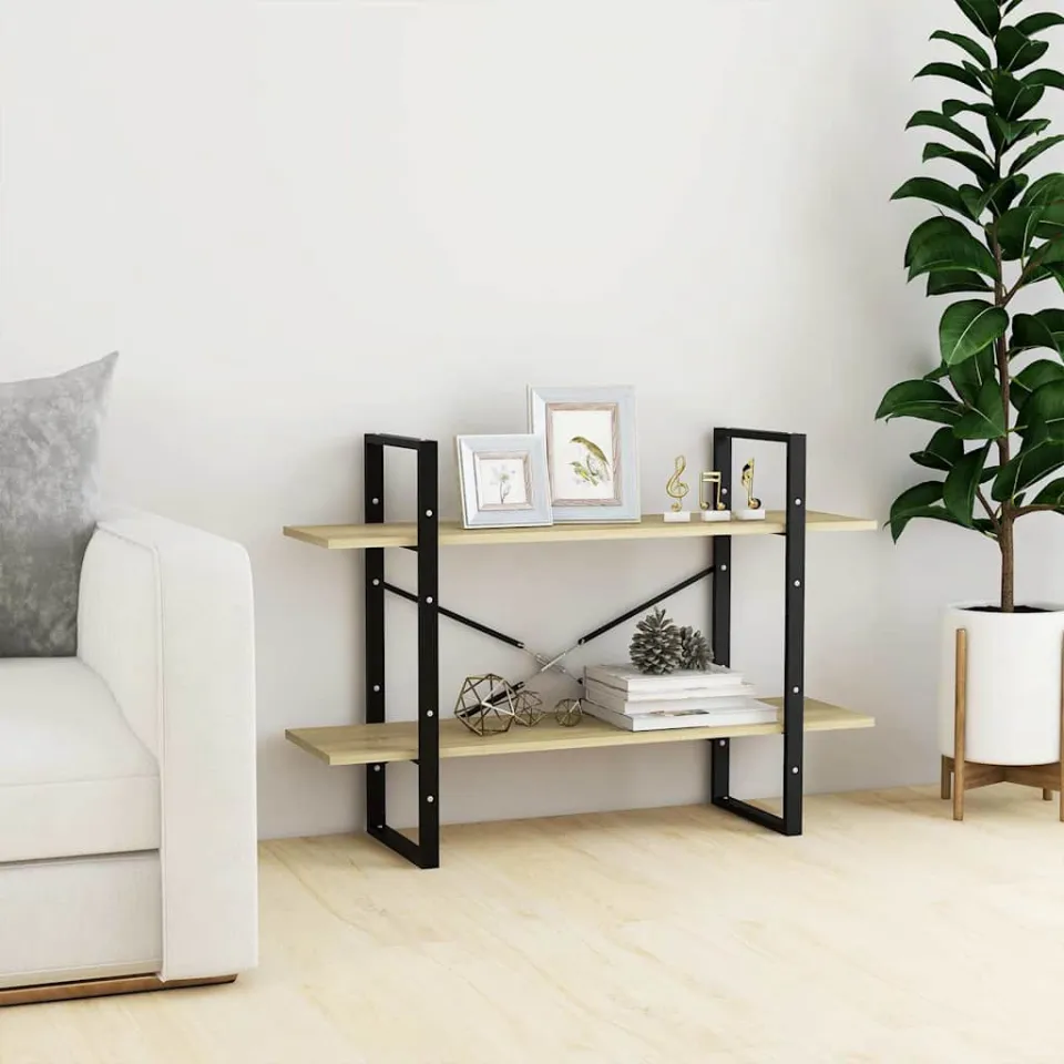 vidaXL Boekenkast met 2 schappen 100x30x70 cm hout sonoma eiken, foto 2