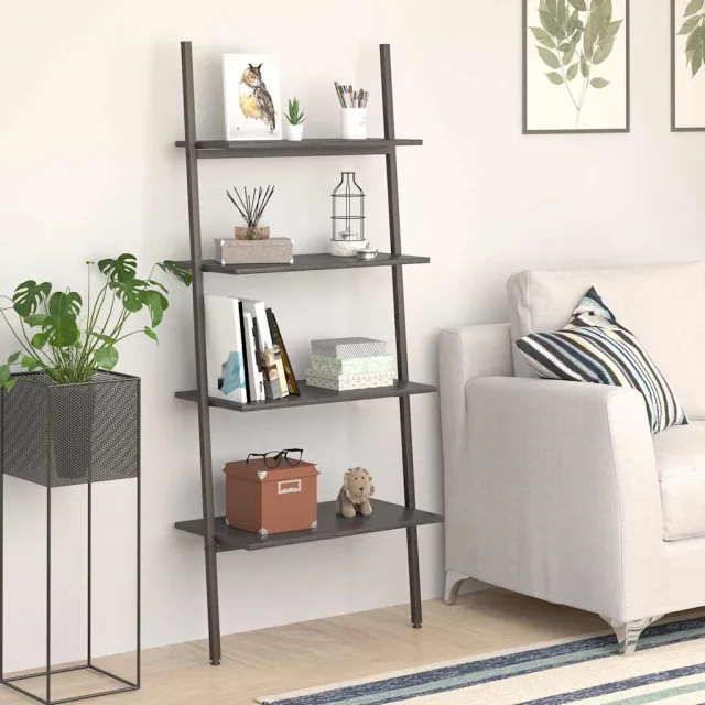 vidaXL Ladderrek met 4 schappen 64x34x150,5 cm zwart, foto 2