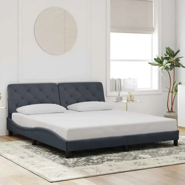 vidaXL Bedframe zonder matras 180x200 cm fluweel donkergrijs grijs
