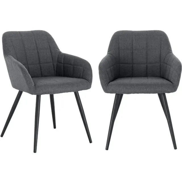 Klarven Eetkamerstoel Linnen donkergrijs - Dining Chair - Metalen frame, Stevig gestoffeerd - Ergonomisch zitcomfort, Eenvoudig te monteren