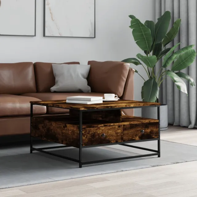 vidaXL Salontafel 80x80x45 cm bewerkt hout gerookt eikenkleurig, foto 2