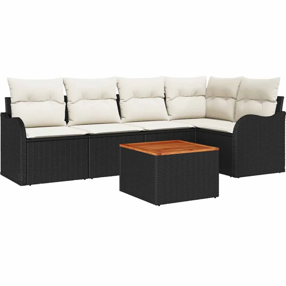 vidaXL Tuinbankenset 6 st Zwart poly rattan