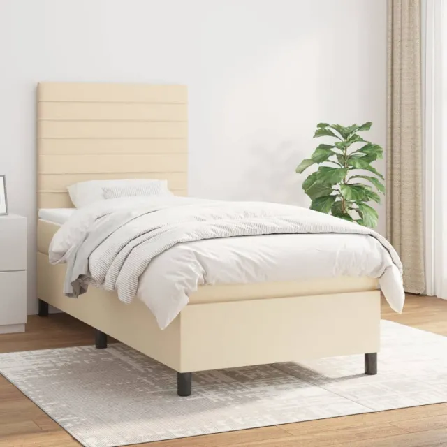 vidaXL Boxspring met matras stof crèmekleurig 90x190 cm