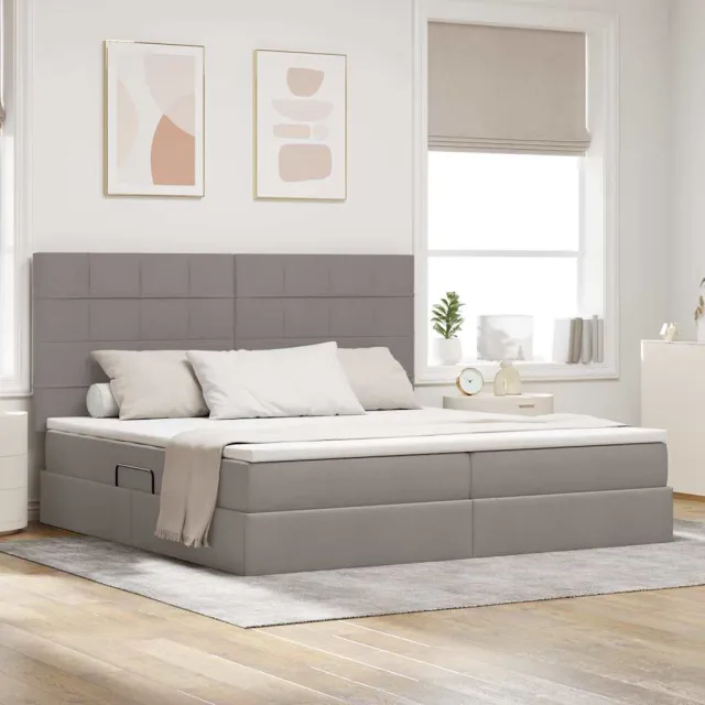 vidaXL Opslag bed met matras met hoofdeinde Taupe 200 x 200 cm Stof