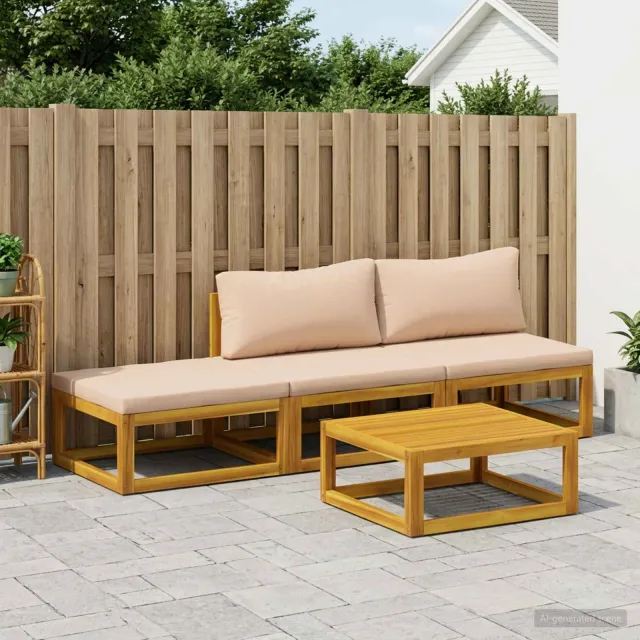 vidaXL Bankstel 4 st Naturel Massief Acaciahout Beige