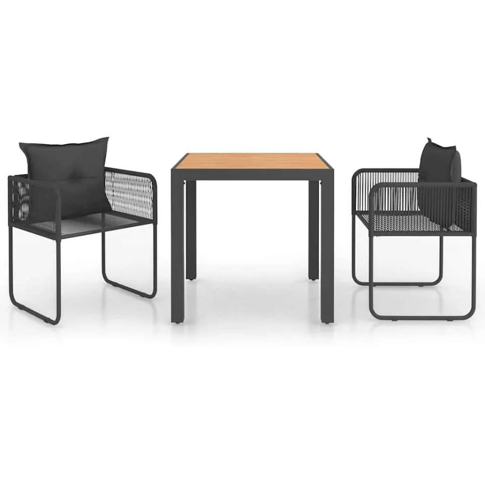 vidaXL 3-delige Tuinset PVC-rattan zwart en bruin, foto 4