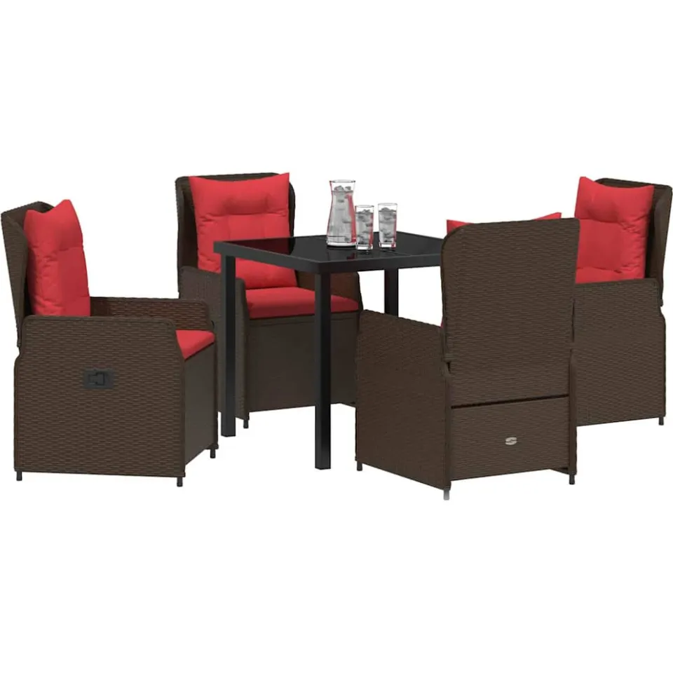 vidaXL Tuin Eetset 5 st Bruin Poly riet, foto 2