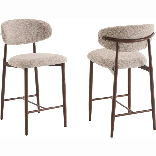 Furnihaus Barkrukken set van 2 - Celia - Taupe Walnoot Santi