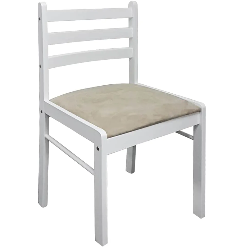 vidaXL Eetkamerstoelen 4 st massief rubberwood en fluweel wit, foto 4