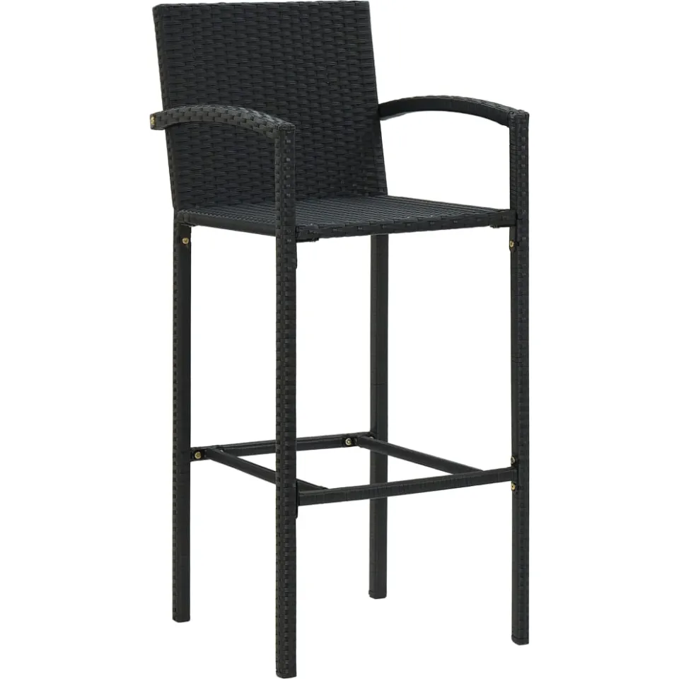 vidaXL Barkrukken 2 st poly rattan zwart, foto 2