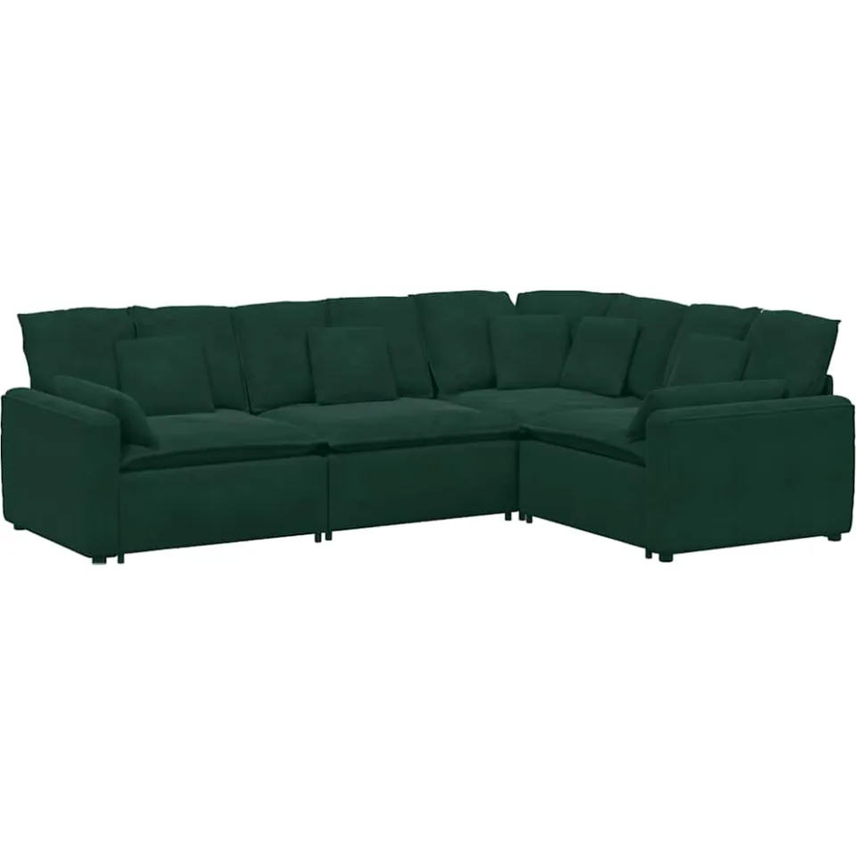vidaXL Modulaire bank met kussens fluweel donkergroen groen, foto 3